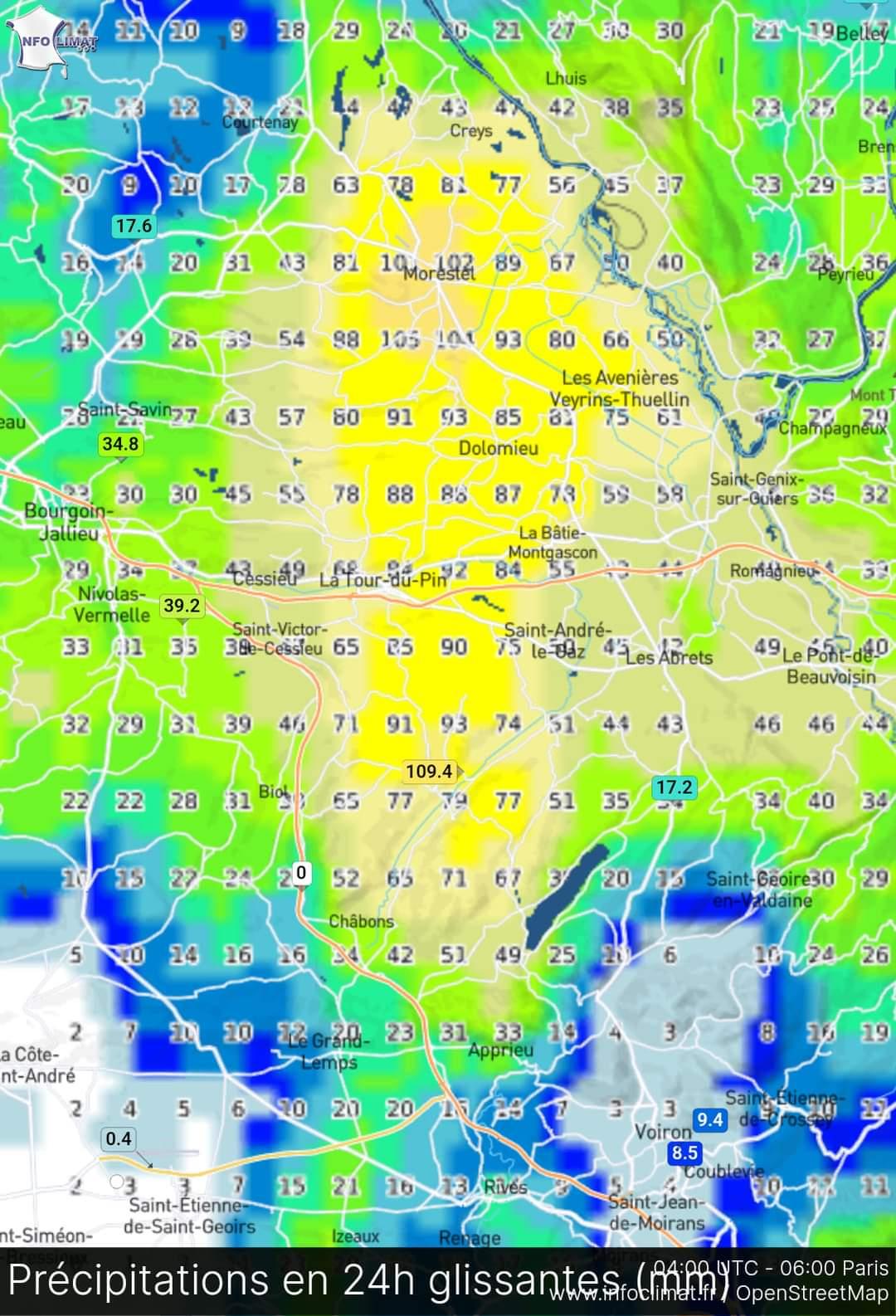 Carte infoclimat precipitations